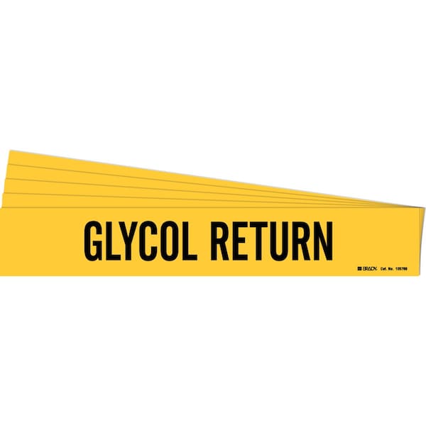 GLYCOL RETURN Pipe Marker Style 1 Polyester Black on Yellow 1 per Card, 5 PK